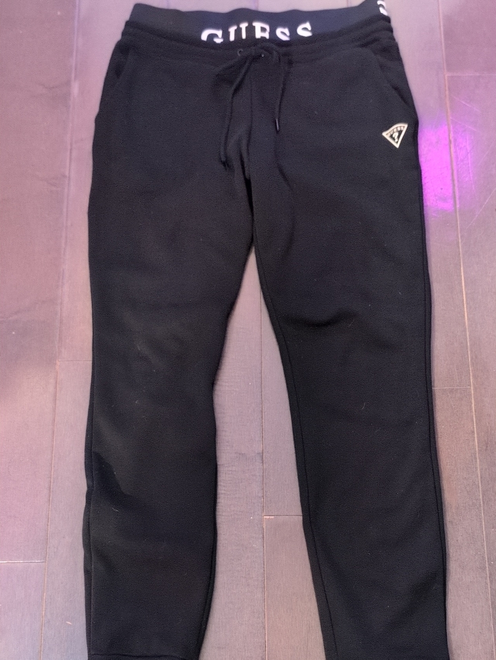 GUESS Black Logo-Trim Jogger Pants